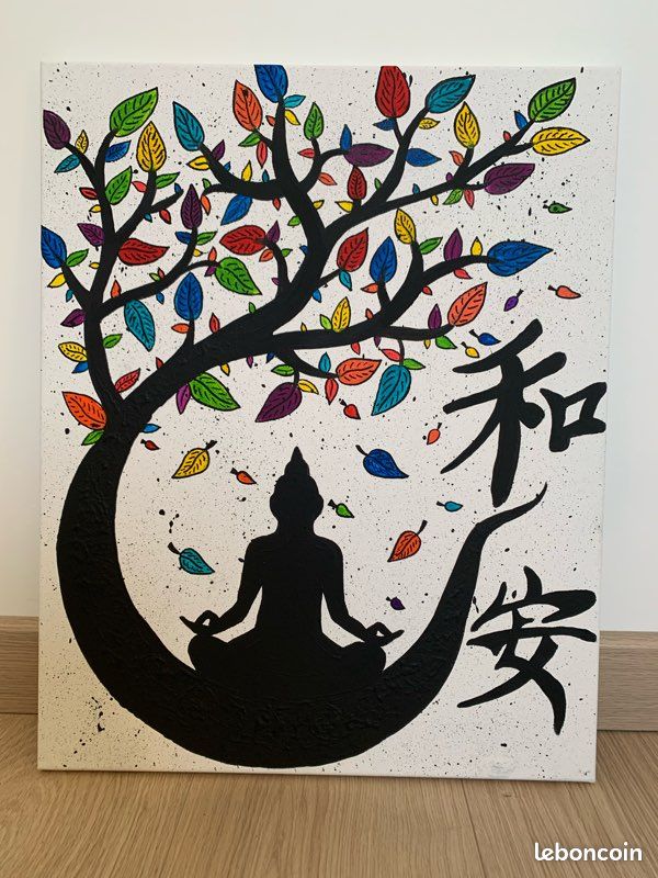 GIBOH Affiche et Impressions de méditation de Bouddha Indien, Art Mural Sportif, Peinture sur Toile de Yoga des 7 Chakras, Images esthétiques pour décoration de Salon 50 x 50 cm x 1 sans Cadre