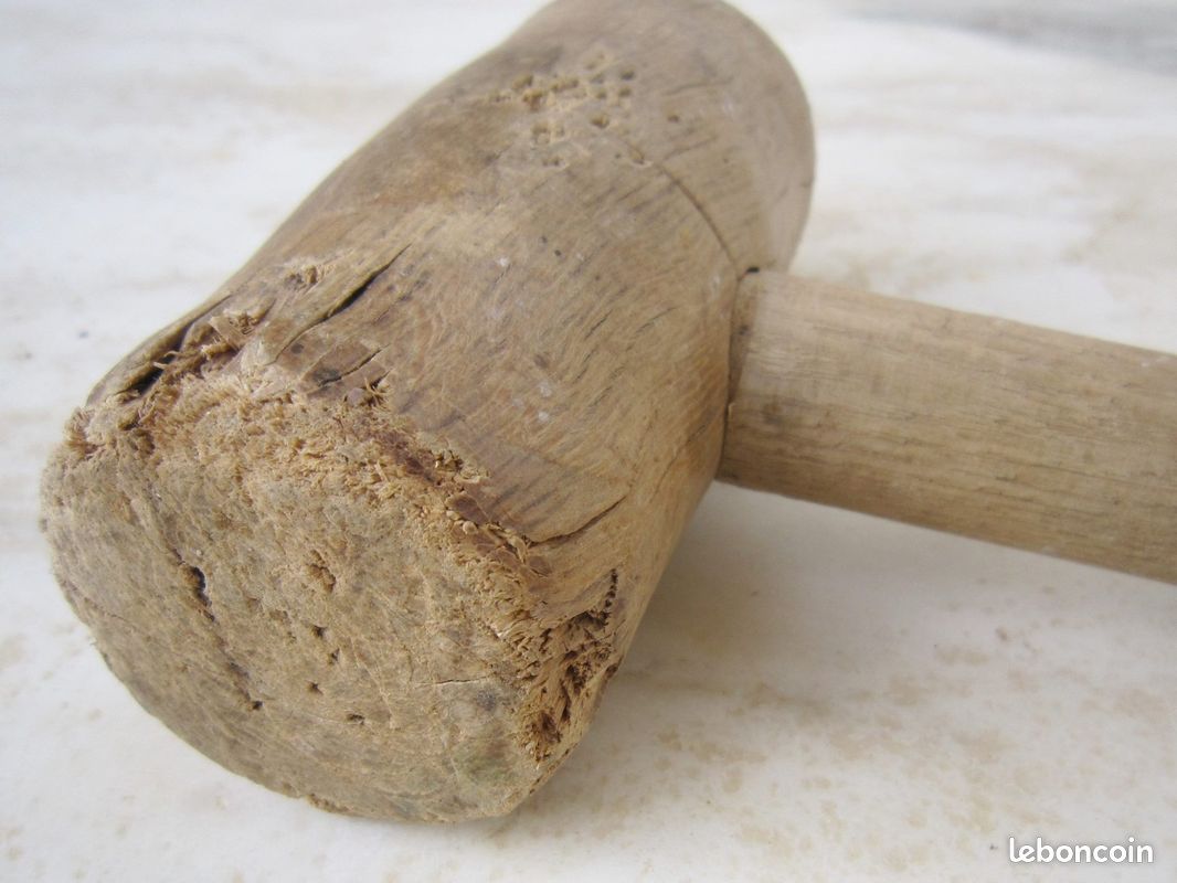Ancien Maillet à Main En Bois D'ouvrier - Outil Vintage