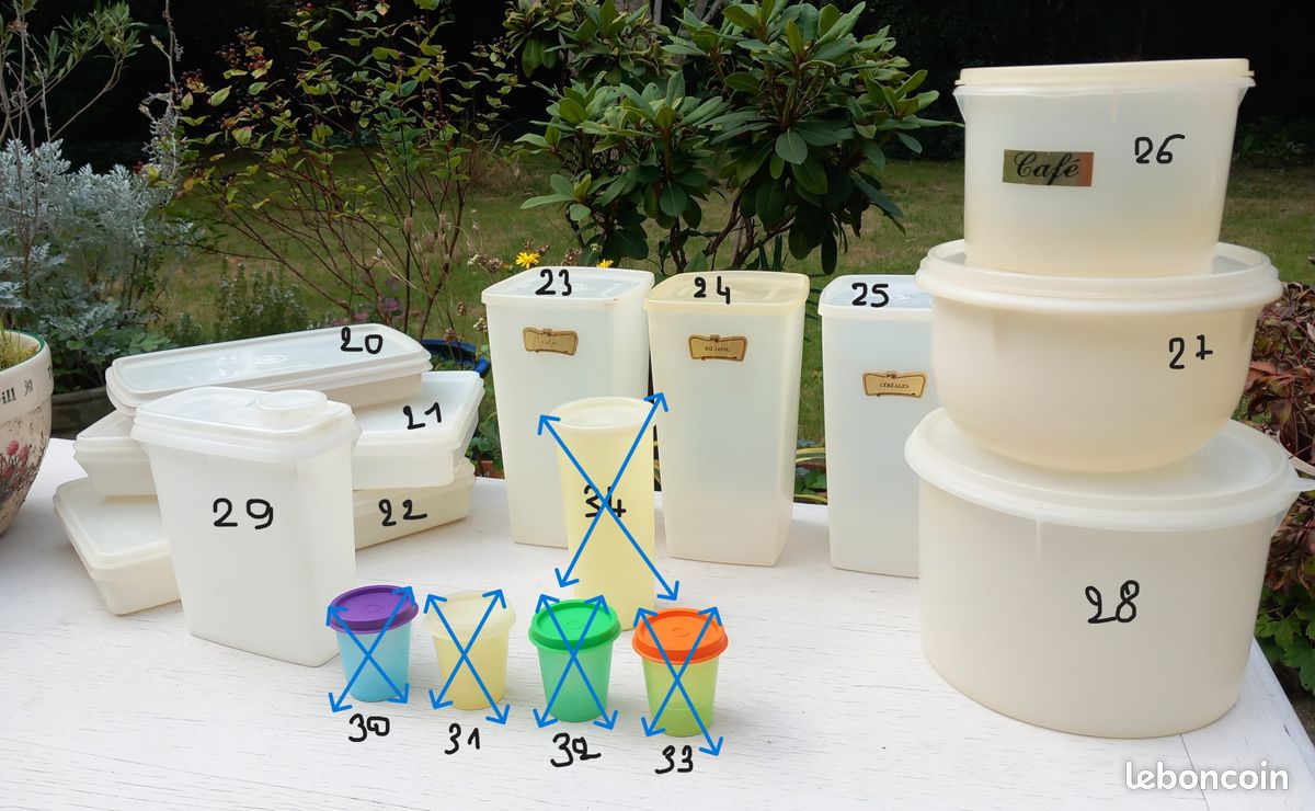 Lot Tupperware Vintage – Plateaux Et Bols Serve-Ette – Beige – Service