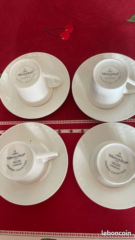Lot de 4 tasses à café et sous tasses Villeroy &Boch Cellini 2 tasses a café noté Cellini (image 4)