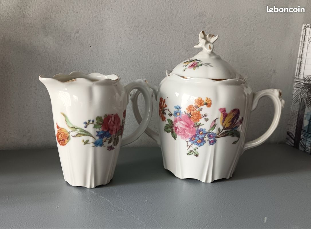 Sucrier Vintage En Porcelaine Blanche à Motif Fleuri - Pot Avec Couvercle - Déco Rétro