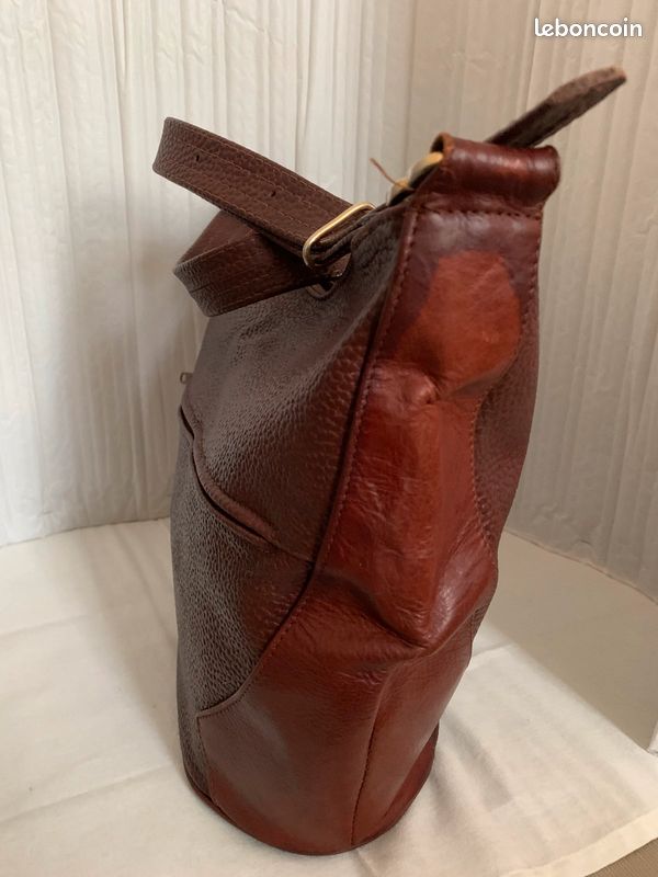 SAC SEAUX TEXIER CUiR MARRON à BANDOULIÈRE (image 4)