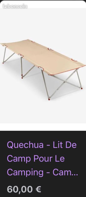 Lit pliant camping décathlon Équipement caravaning