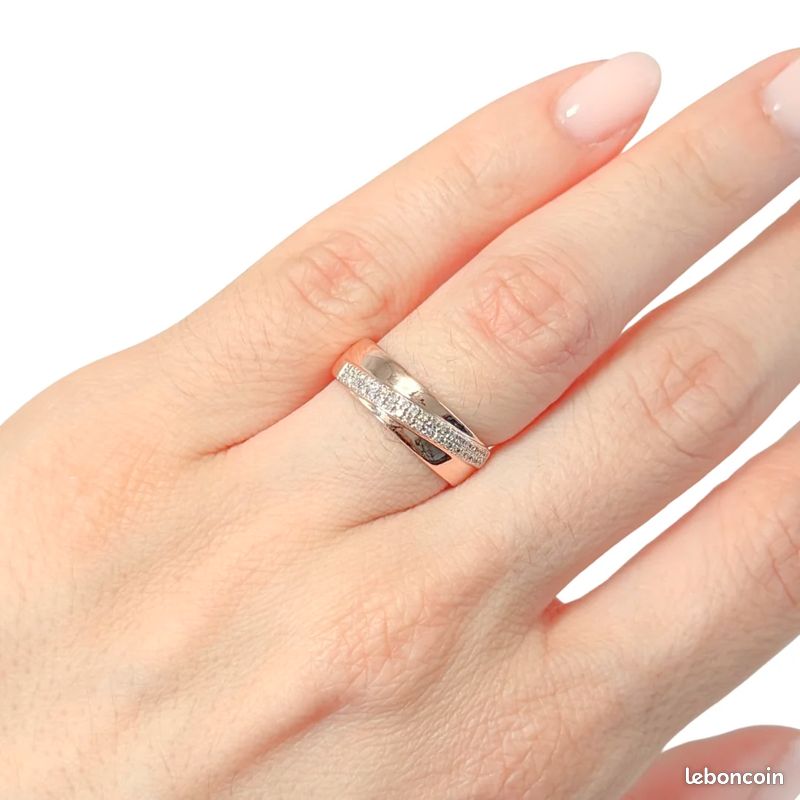 Bague Alliance Jonc - Or Rose 750 & Diamants (image 1)