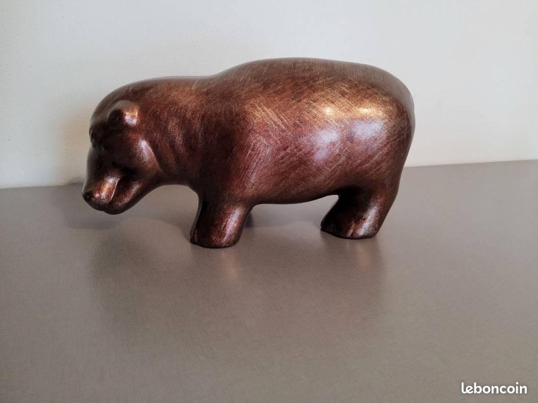 Sculpture hippopotame en céramique signé kostka rare (image 1)