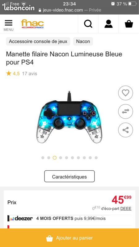 Manette Nacon Lumineuse Bleue (image 1)