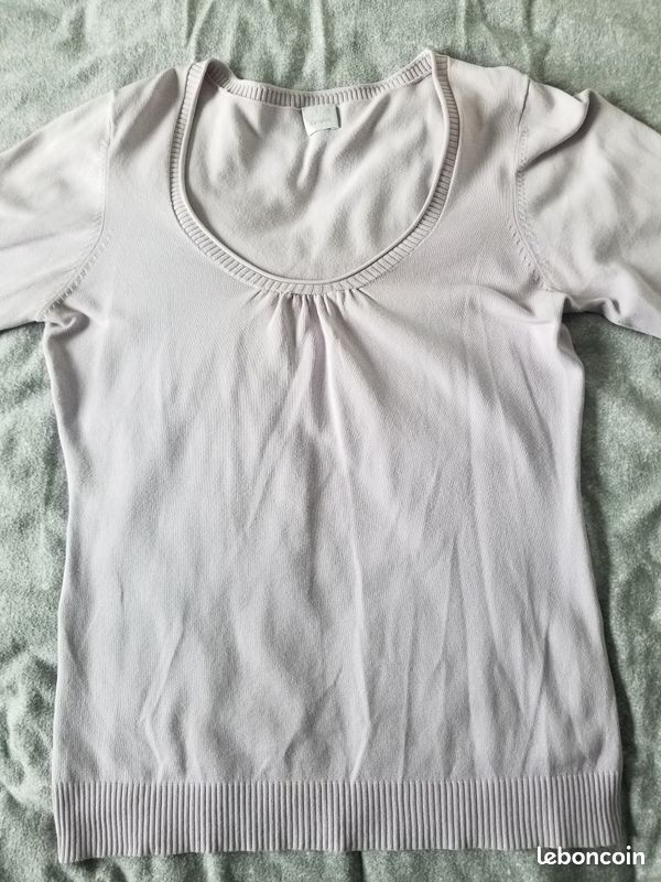 PULL fin coton parme lilas CAMAIEU T3 (image 2)