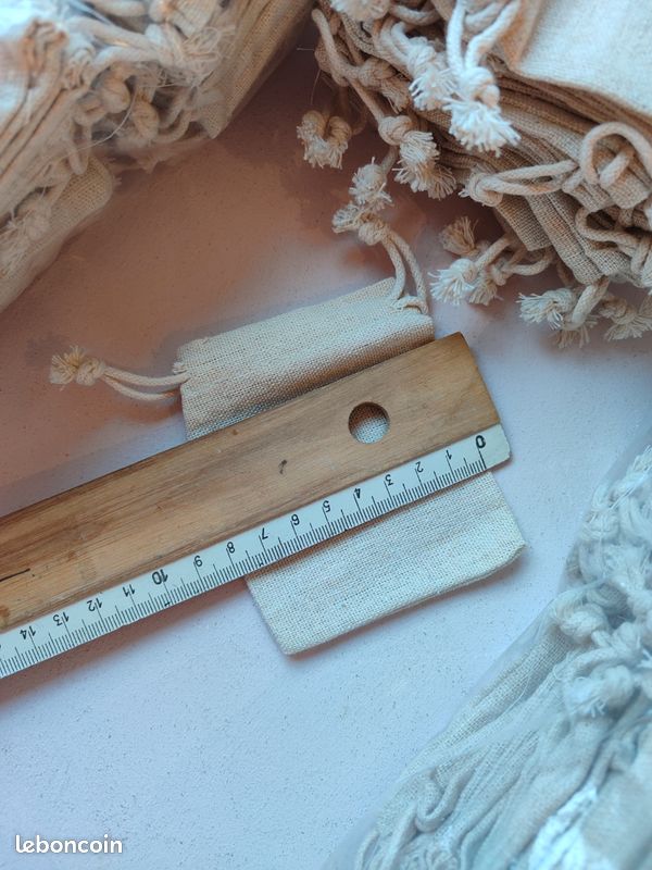 Pochons tissus beige lin (image 3)