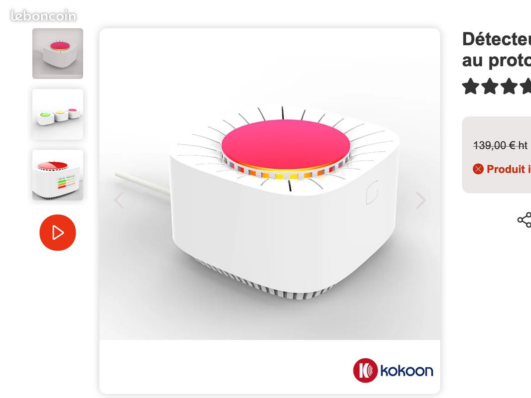 KOKOON Mesureur Capteur de C02 alerte par variation de couleur et alarme fonction du taux de CO2 (image 2)