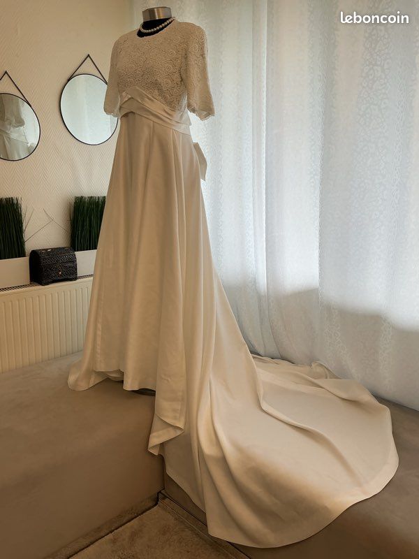 Robe de mariée vintage avec jupon et voile 38/42 (image 16)