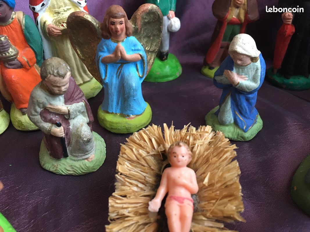 Lot De 4 Santons Rois Mages DEVINEAU – Plâtré Patrick, Ancien, Vintage (Occasion, Crèche Noël)