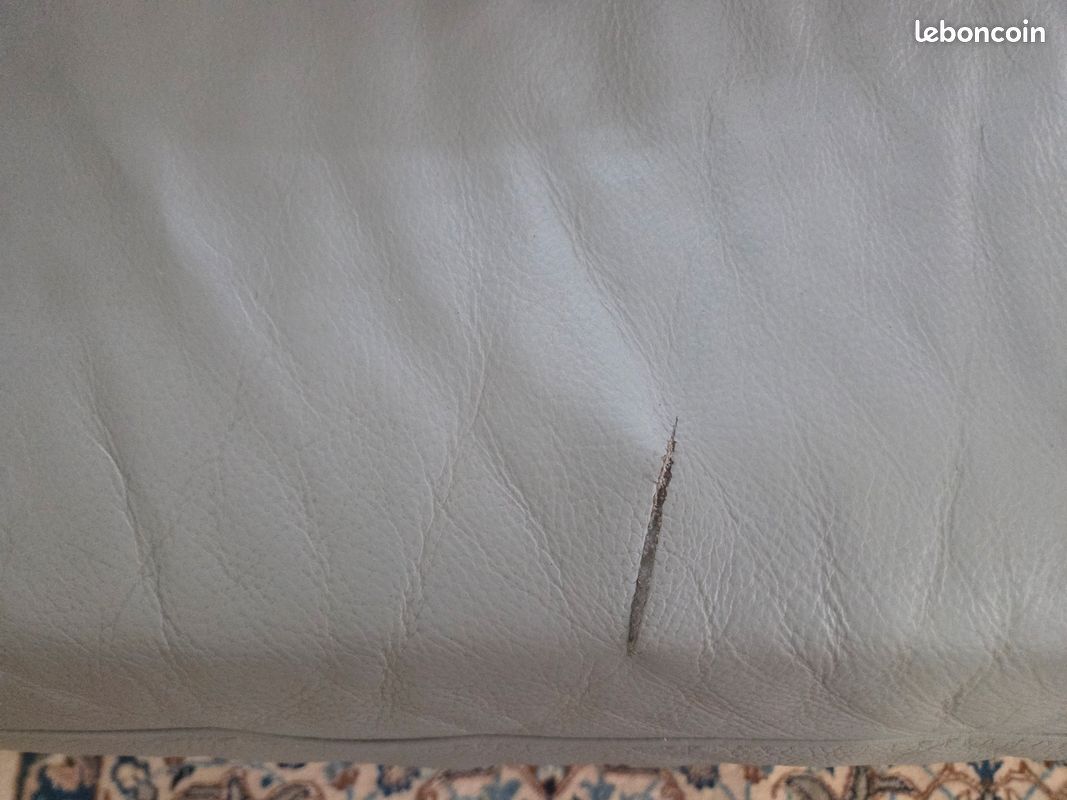 Canapé Gautier 3 places en cuir gris + pouf repose pied (image 7)