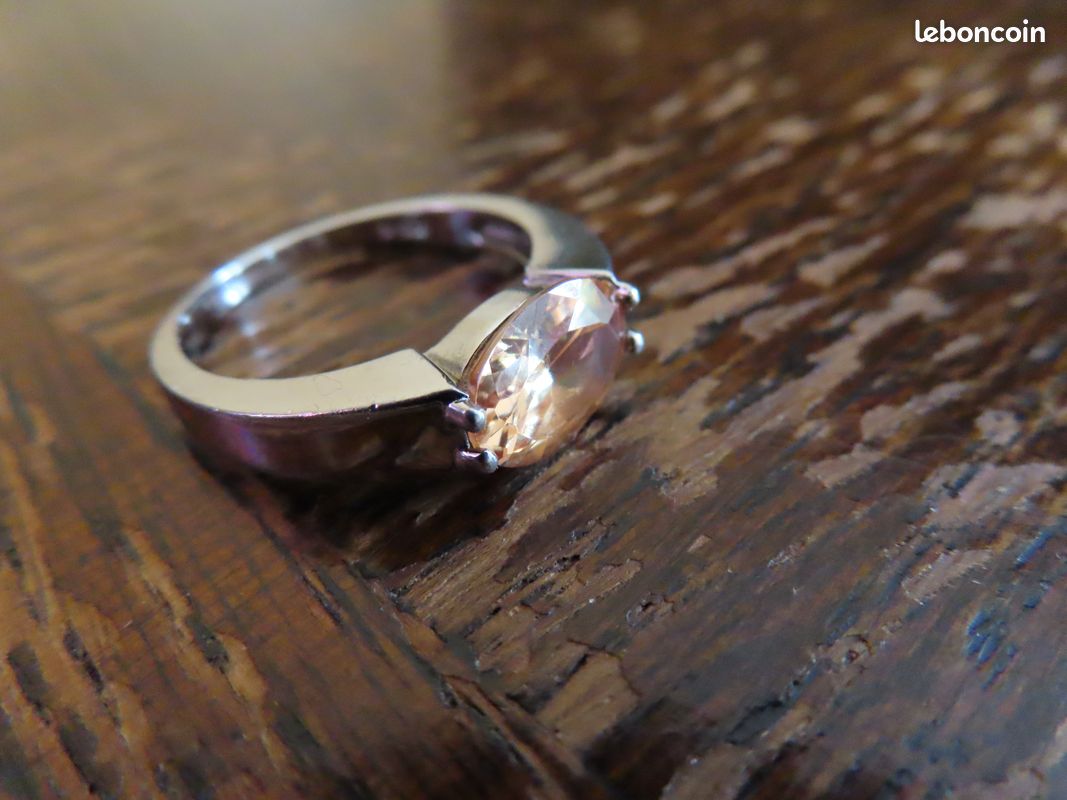 Bague Fourrée Topaze Champagne Cœur Taille 6 – Pierre De Culture – Idéale Cadeau