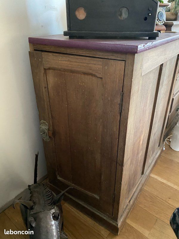 Ancien vestiaire d école en chêne massif vestibule entrée console (image 1)