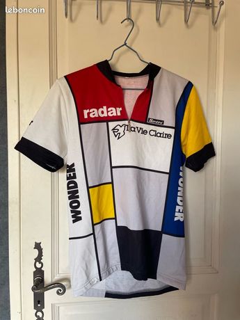 Maillot vélo rétro équipe la vie claire look de Bernard Tapie, revisité- Léger, respirant et
