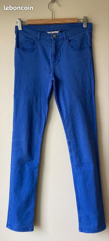 Pantalon coupe ajustéee H&M, bleu électrique, taille 14 ans et