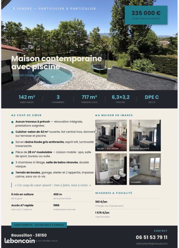Maison 5 pièces 143 m² · à Roussillon · 143 m² · 335 000 €