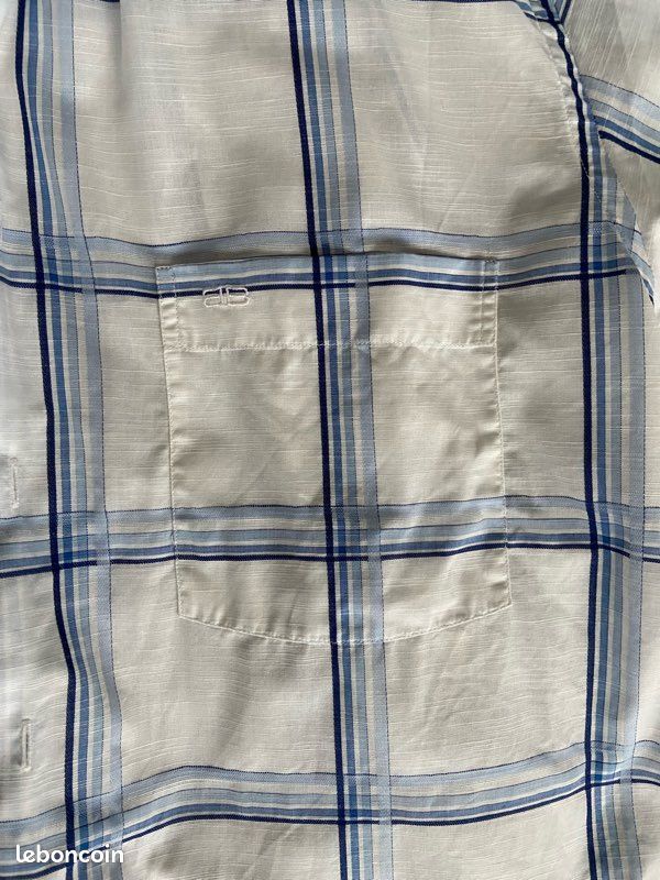 Balenciaga Vintage chemise homme coton blanche rayée bleu manches longues xl carreaux (image 7)