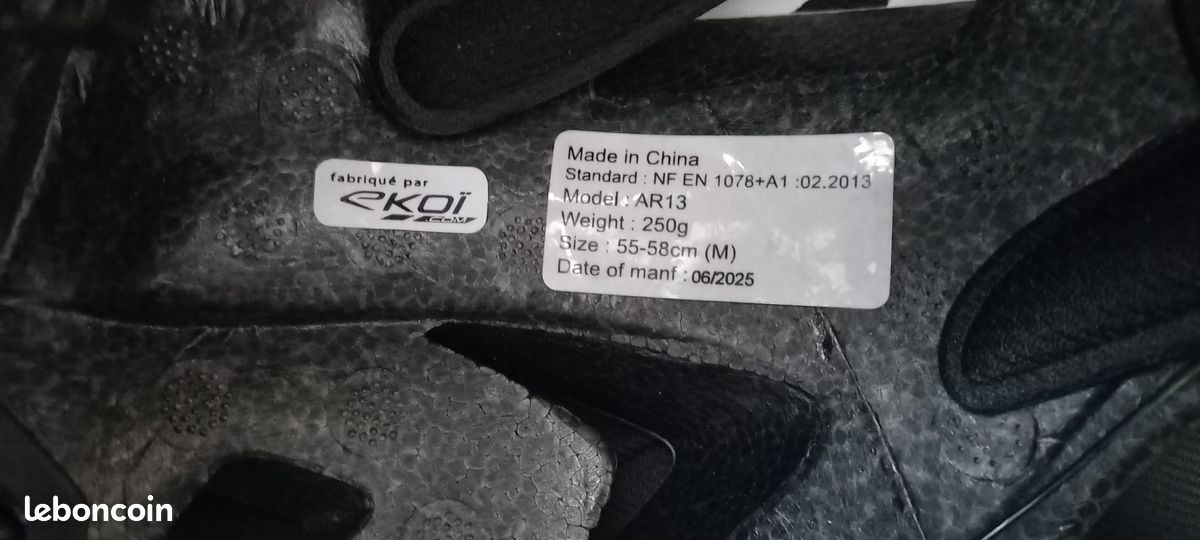 Casque EKOI AR13 Evo Blanc Noir (image 3)