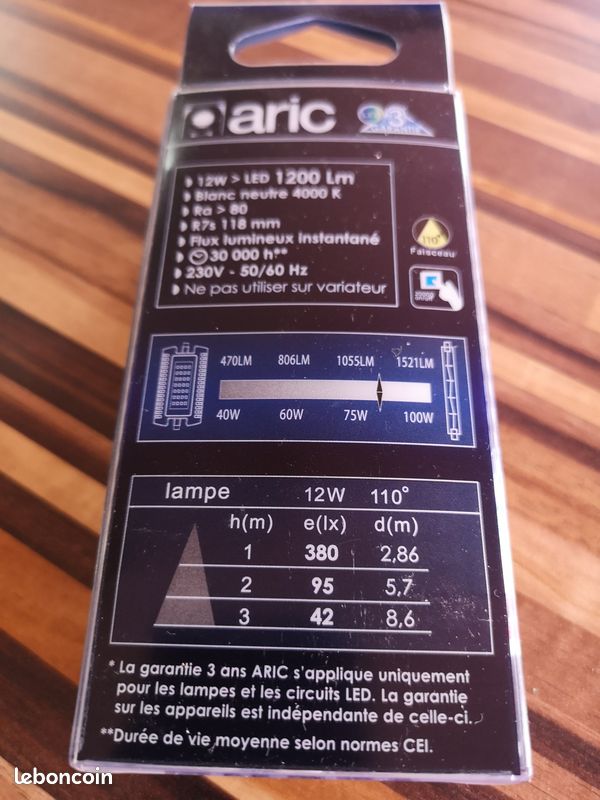 7 Ampoules LED R7S Aric - 12W - 118mm - Blanc Neutre (image 2)