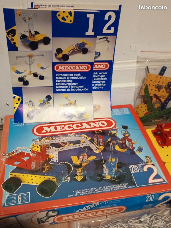 Lot De 14 Pièces Meccano Ancien Et Original – Fabrication Française, Peinture D'époque