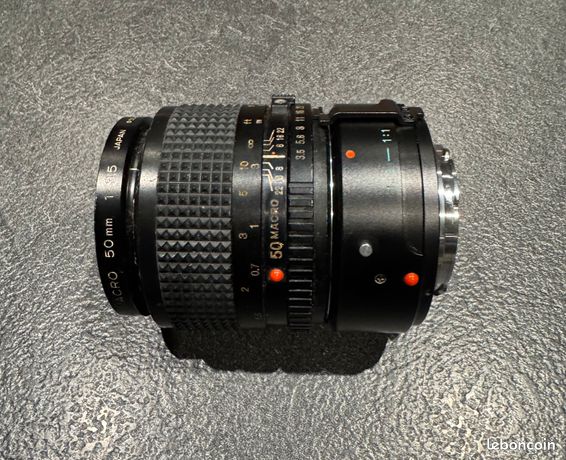 Objectif MINOLTA 50 mm 1 :3,5 Macro plus bague allonge