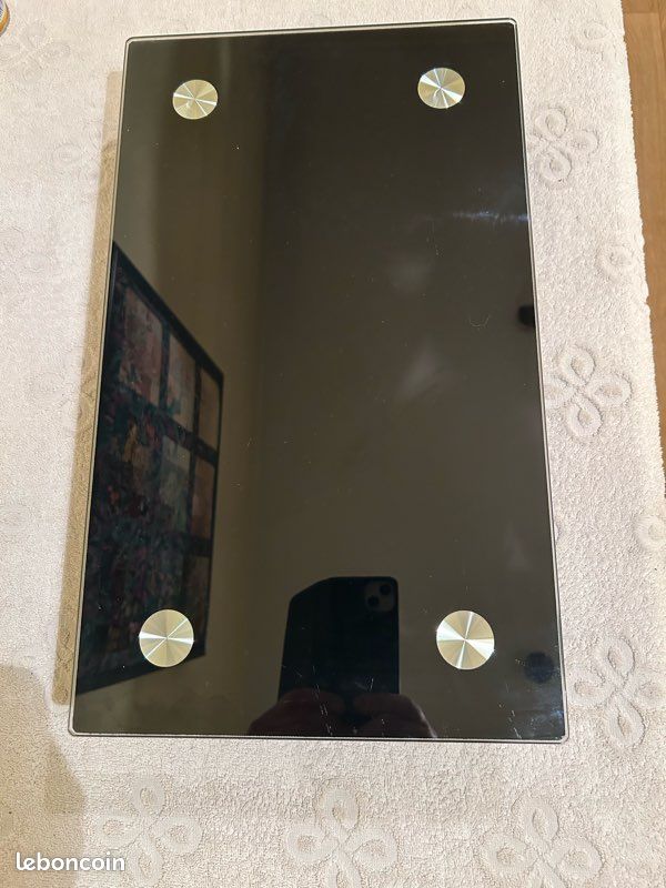 Plateau en verre noir sur roulettes pour tour d’ordinateur (image 1)