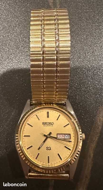 Montre Seiko Ancienne à Quartz En Métal Doré - Occasion Très Bon état - Modèle Vintage