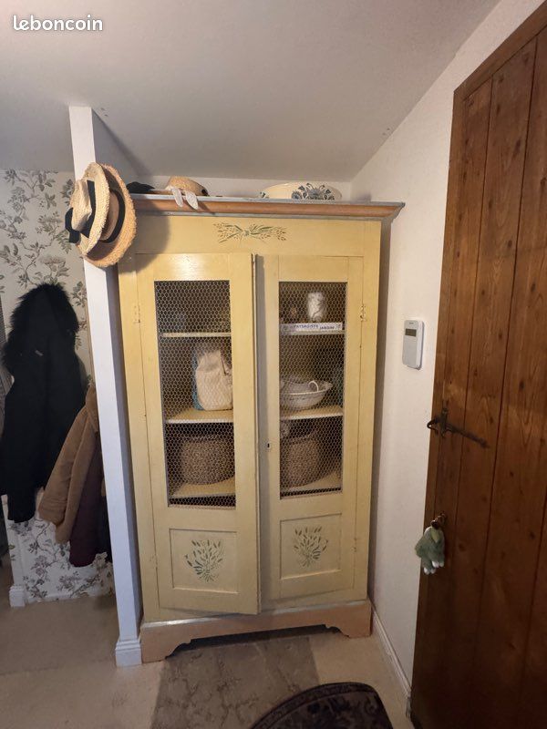 ✨ Armoire ancienne grillagée – Esprit campagne chic (image 1)