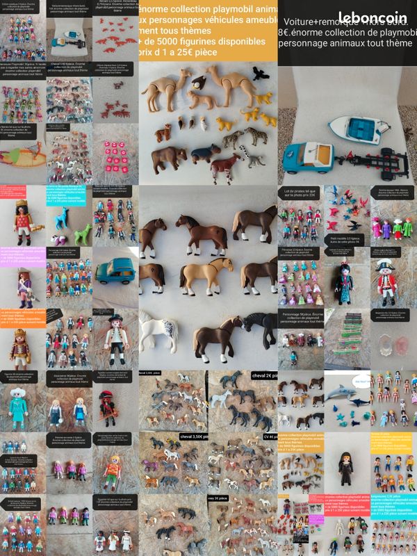 énorme collection playmobil animaux personnages véhicules ameublement tous thèmes+ de 5000 figurines disponibles en ÉTAT COLLECTION impossible de tout mettre en photo (image 1)