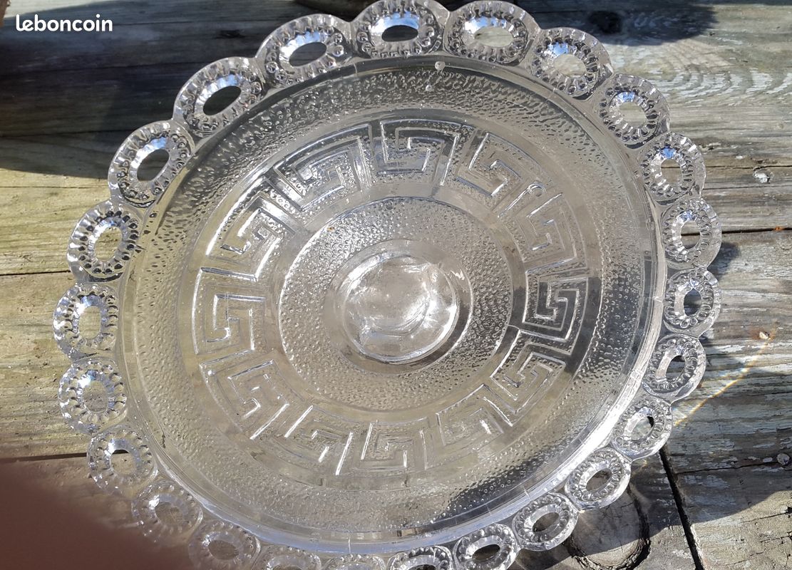 Compotier verre pressé ancien (image 4)