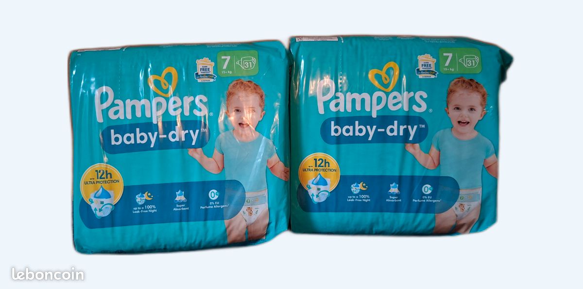 Lot de 2 packs de couches pampers taille 7 (image 1)