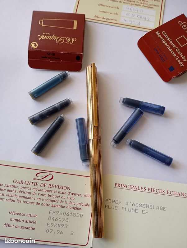 Stylo Dupont En Or 18 Carats Avec Boîte - Stylo De Luxe Vintage, Occasion, Pièce De Collection Ou D'écriture