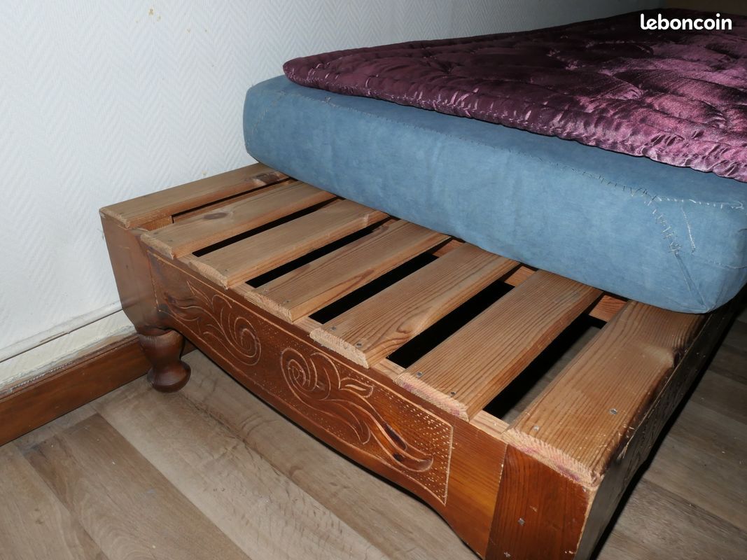 Banquette lit en bois sculpté (image 4)
