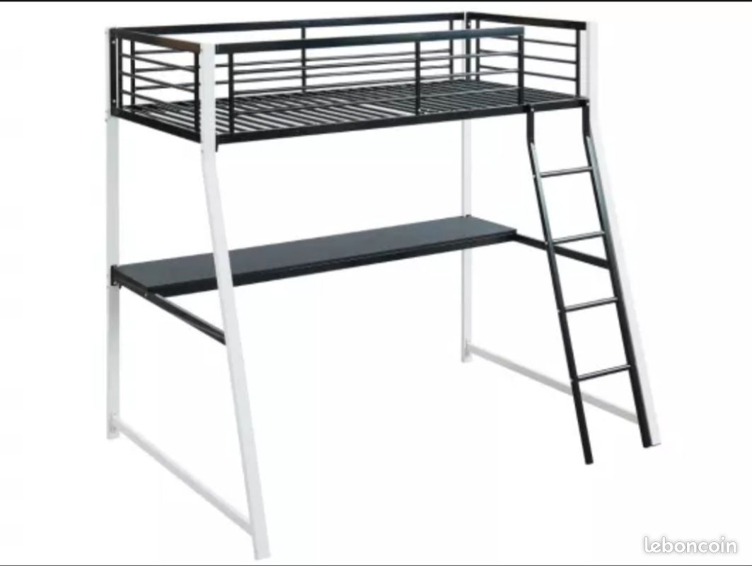 Lit mezzanine + bureau enfant 90x190 (image 1)