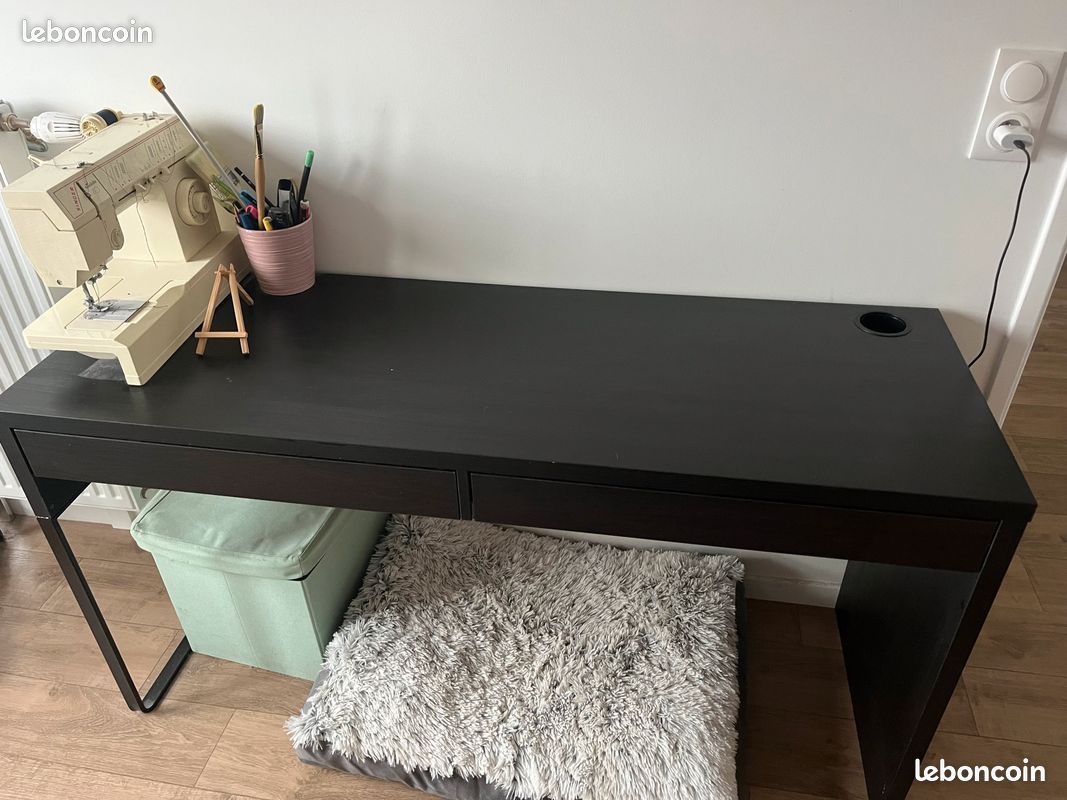 Bureau brun noir avec 2 tiroirs (image 3)