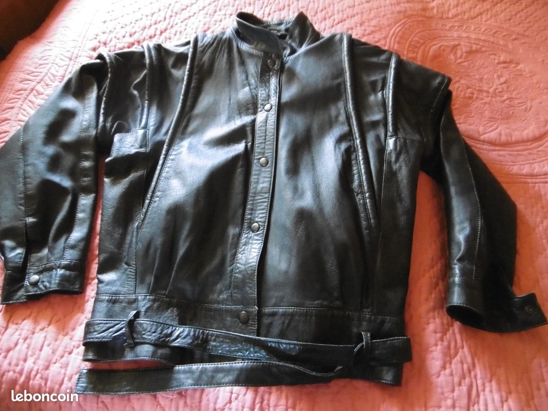 Blouson cuir noir FEMME (image 1)