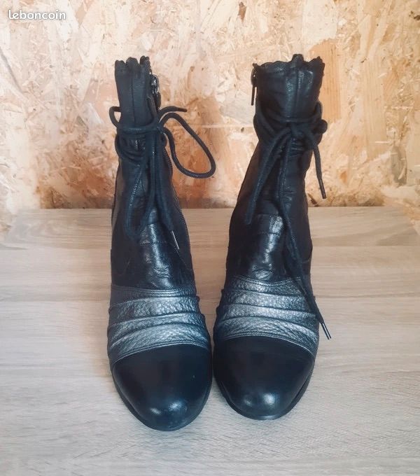 Bottines En Cuir MAN'ZELLE Taupe - Pointure 38, Occasion En Bon état