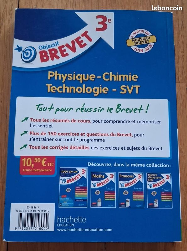 Objectif Brevet Hatier – Physique Chimie, SVT, Technologie – 3e - Révisions Brevet – Bon état (image 2)
