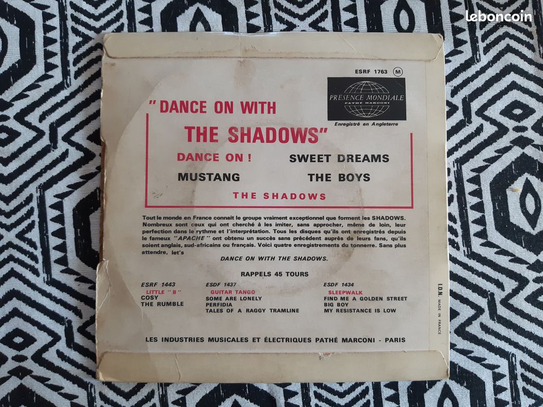 Disque vinyle The shadows "Dance on " 45T (image 4)
