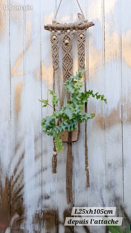 Suspension Macramé Pour Plante – Fait Main, Bohème, Marron, Perles Décoratives