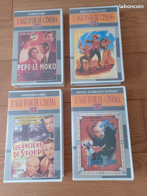 4 K7 VHS L'ÂGE D'OR DU CINEMA avec BOURVIL, Bernard BLIER, Serge REGGIANI, François PERIER, Pierre BRASSEUR, Jean GABIN ... PRIX par K7 VHS à partir de ... / bobp (image 1)