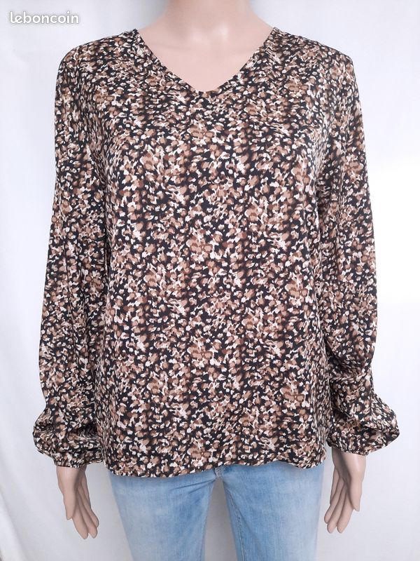 Taille S ou 36 Shein Haut top blouse légère marron crème noir