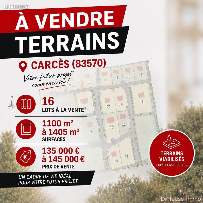 Terrain 1100 m² · à Carcès · 1 100 m² · 137 000 €