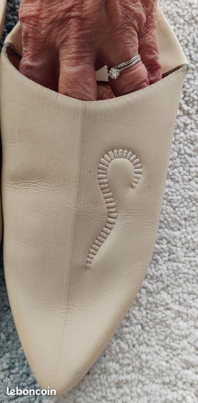 Babouches cuir, 40, beige, de Fès, Neuve (image 4)