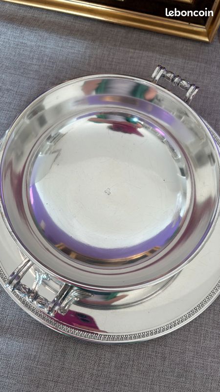 Légumier En Métal Argenté Avec Plat - Orfèvre Sté NPA - Pièce De Table Vintage