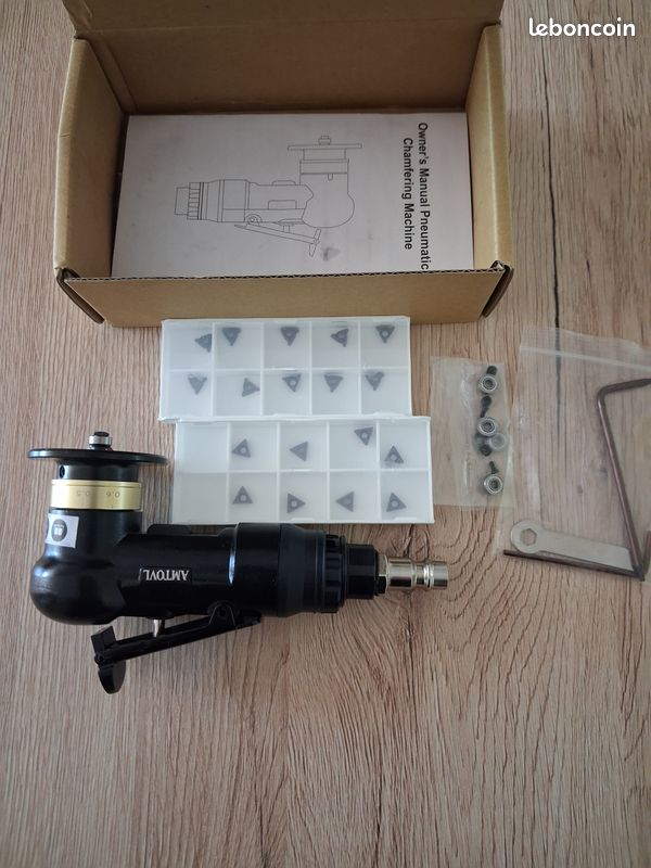 Mini chanfreineuse pneumatique, 30 000 tr/min, machine à chanfreiner à 45 degrés avec entrée d'air de 6,35 mm pour couper l'ébavurage du chanfrein ( inserts 8C 4 roulements