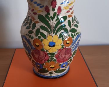 Vase peint à la main Verre transparent à trèfle vert