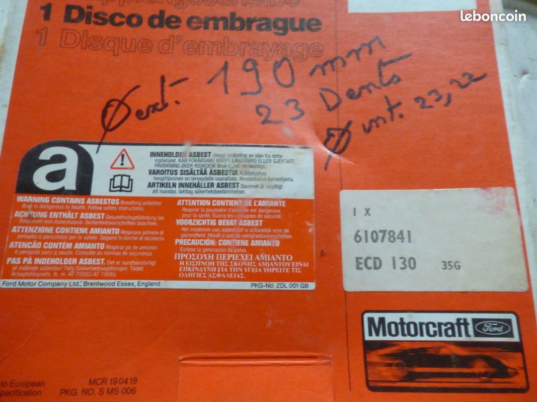 Disque d'embrayage FORD TAUNUS CAPRI (image 2)