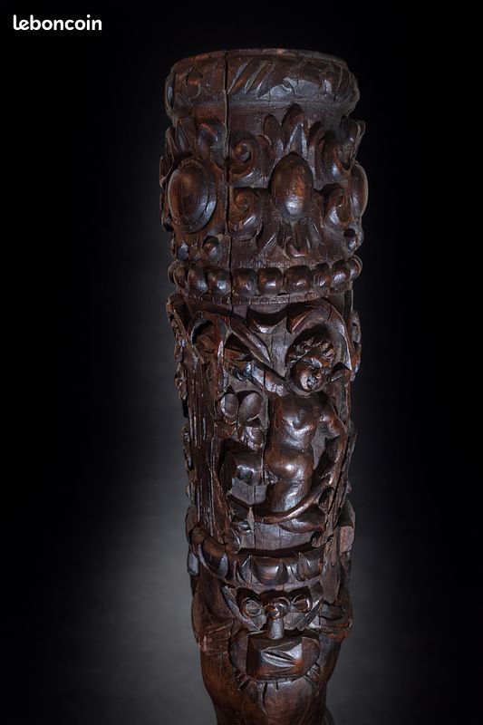Rare colonne torsadée en noyer sculpté xvii/xviii siècle (image 7)